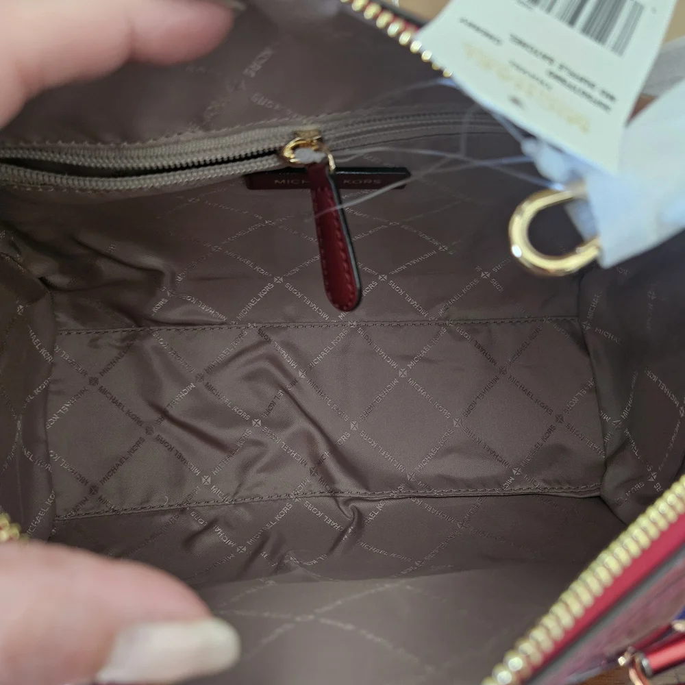 Michael Kors Metallic Rose Pink MK-Embossed Satchel - Picture 13 of 13